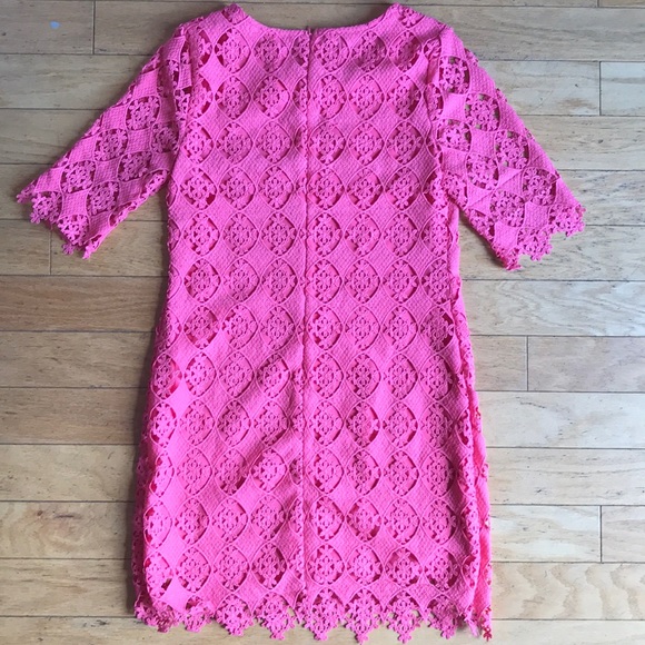 Bright pink/coral crochet dress - Picture 2 of 3